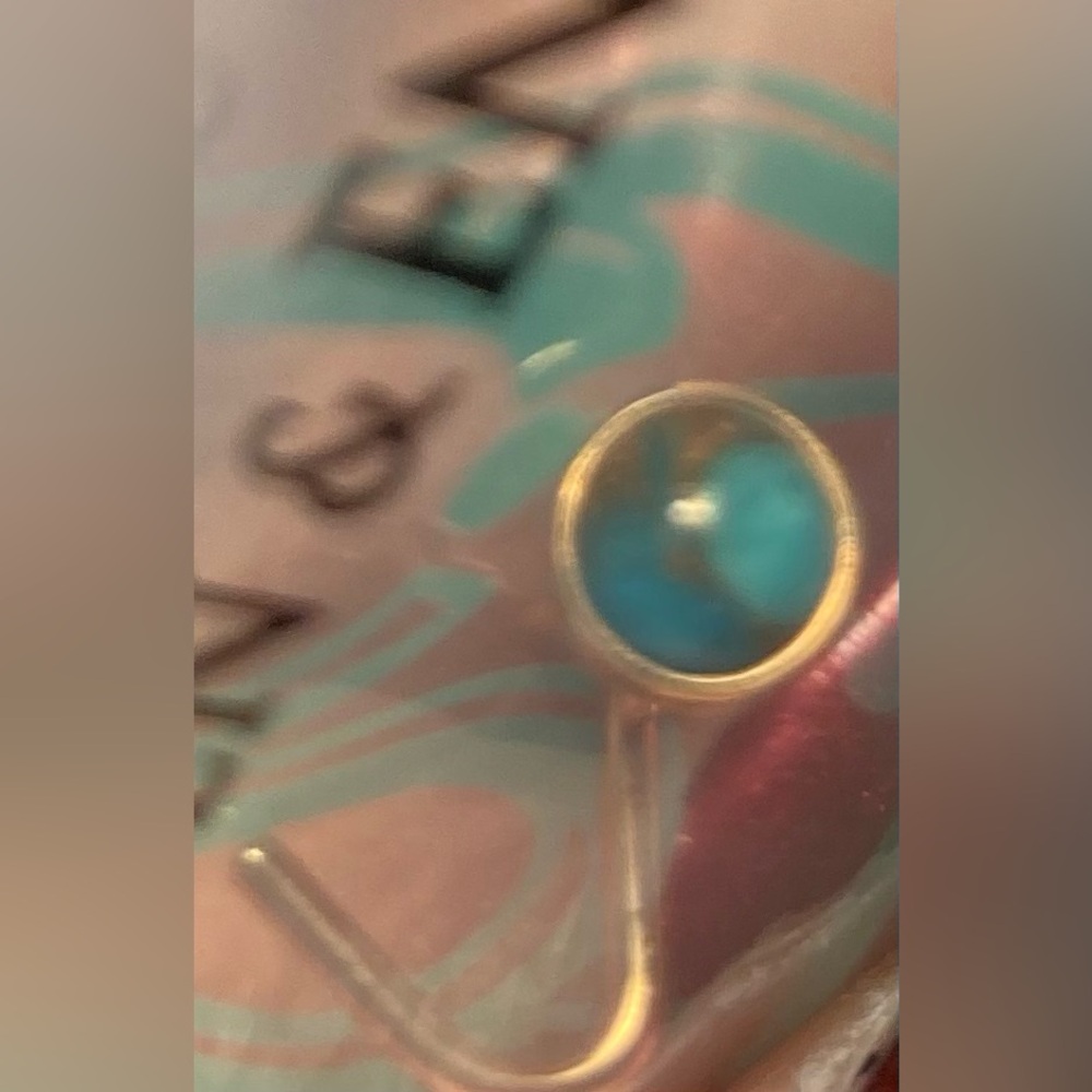 🌊🏵️14K Rose Gold Turquoise and Copper Nostril Screw - Picture 2 of 3